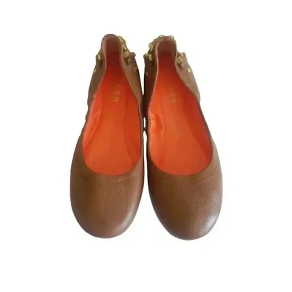 Lauren Ralph Lauren Barb Brown Leather round toe slip on ballet flats - Picture 1 of 8